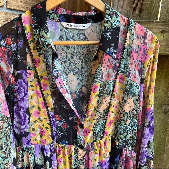 Zara Multicolor Floral Long Sleeve Dress - Picture 2 of 4